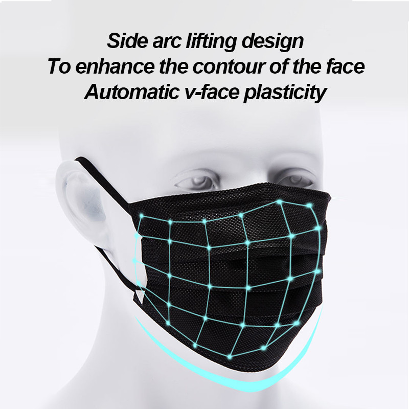 100-400pcs Black Mask Disposab - Surgical Mask ulasan dan harga